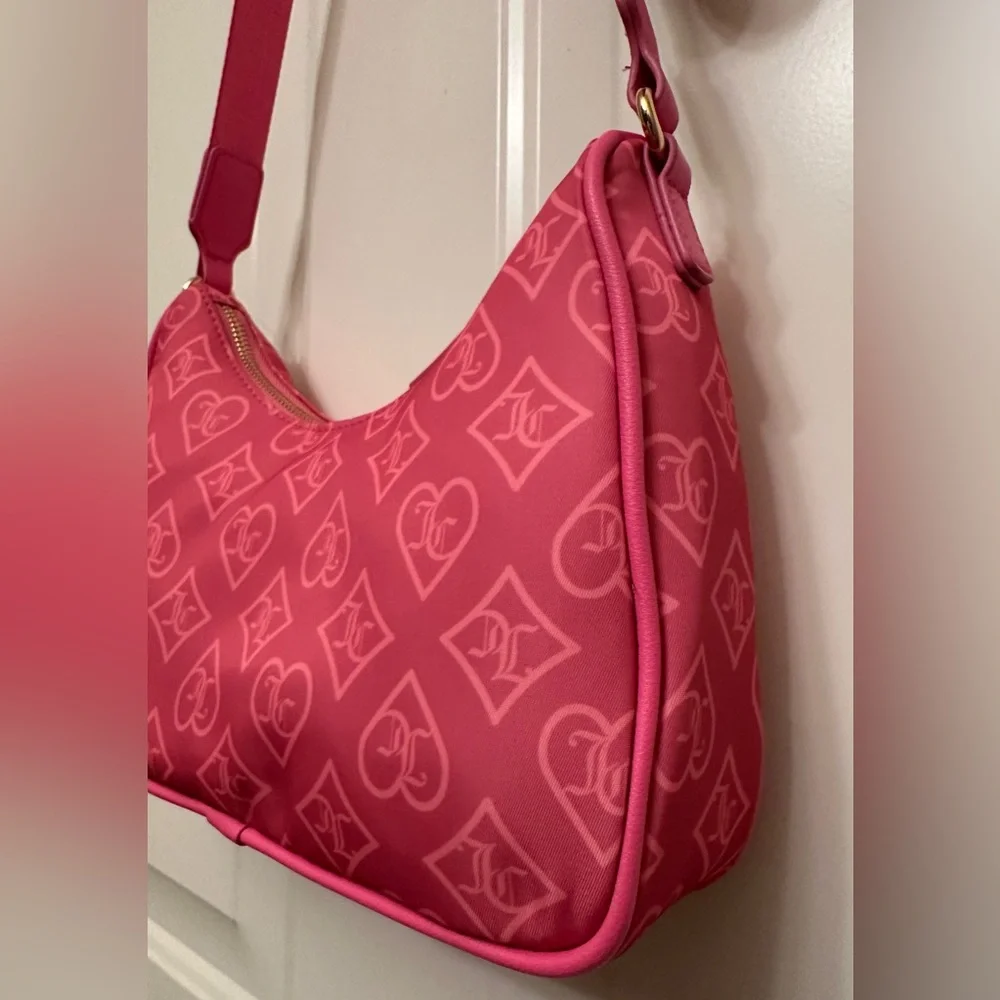 NWT Juicy Couture Bright Hot Pink Monogram Crossbody Bag Y2K Style w/ Coin Pouch - Picture 8 of 13